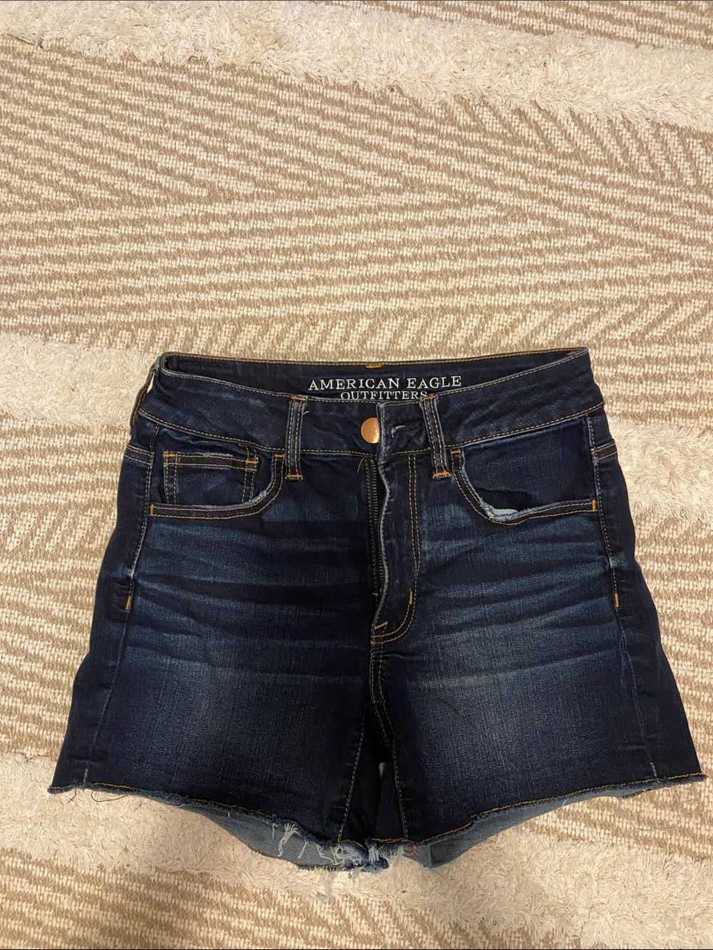 American Eagle Outfitters dark indigo denim cutoff shorts